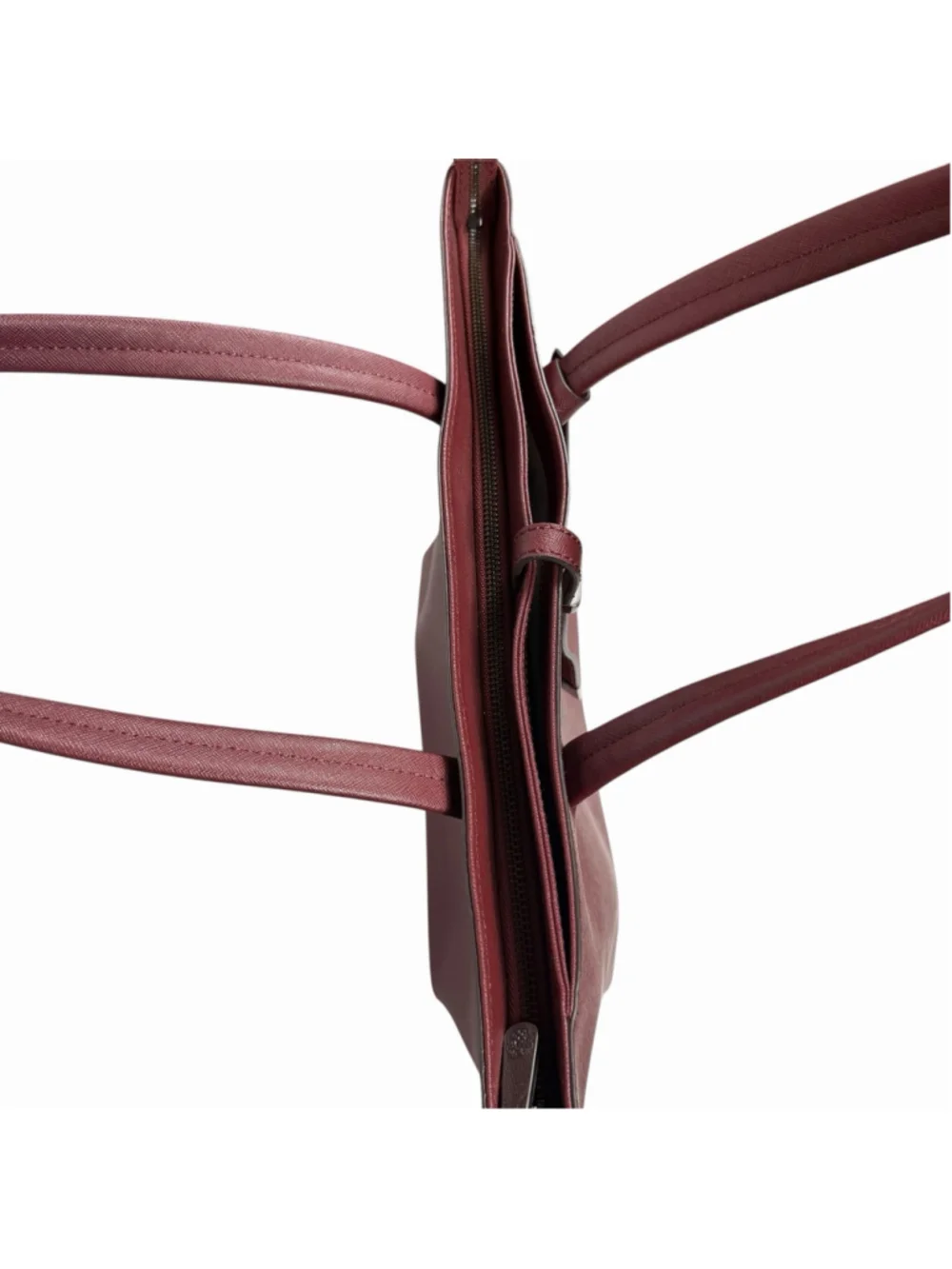 Vince Camuto Leila Tote Bag Merlot Saffiano Leather Hand Straps Women's Purse - Picture 3 of 9
